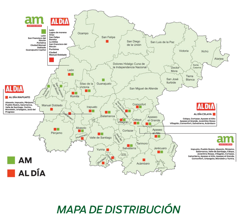 Mapa de distribución AM y Al Día